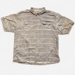 Tommy‎ Bahama Grey Checkered Silk Button-Up Shirt Men's Size XL